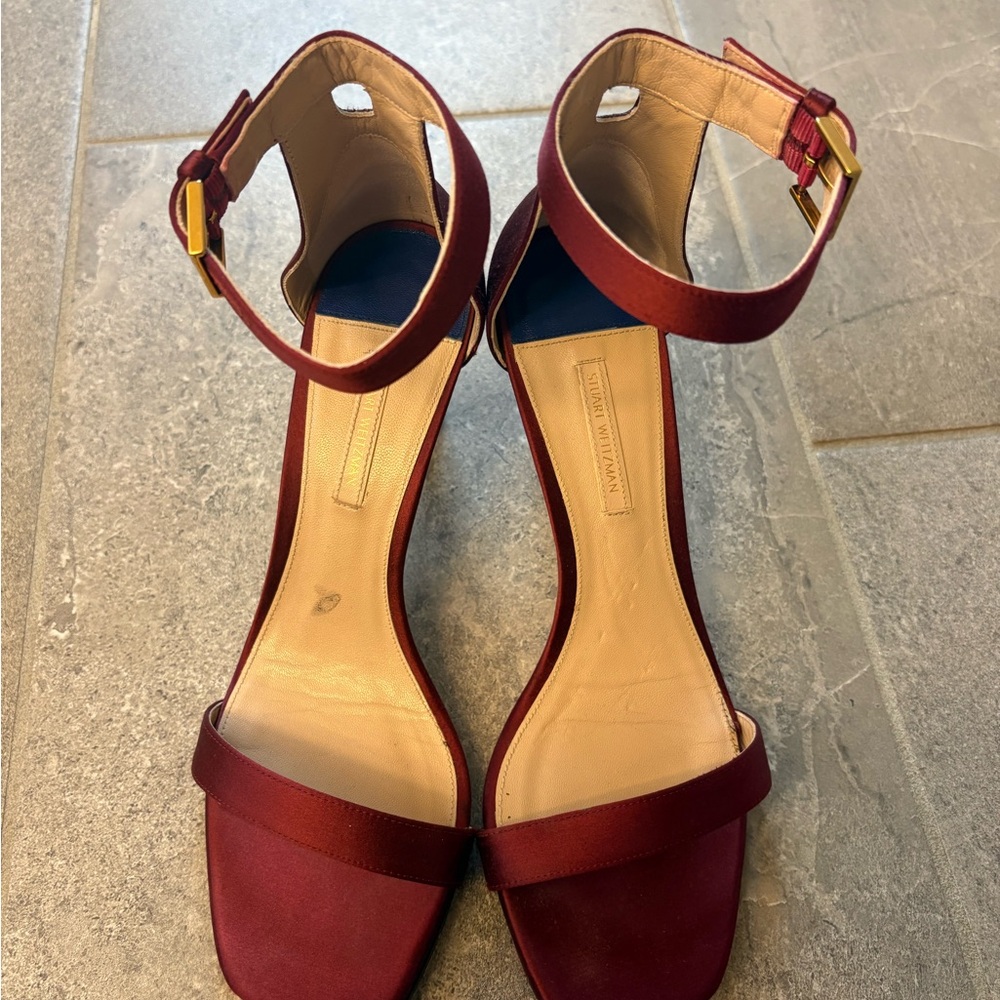 Stuart Weitzman Nudist Satin Heels 9.5